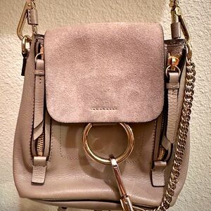 Authentic Chloe Faye Mini Cream Beige Leather Suede Backpack
